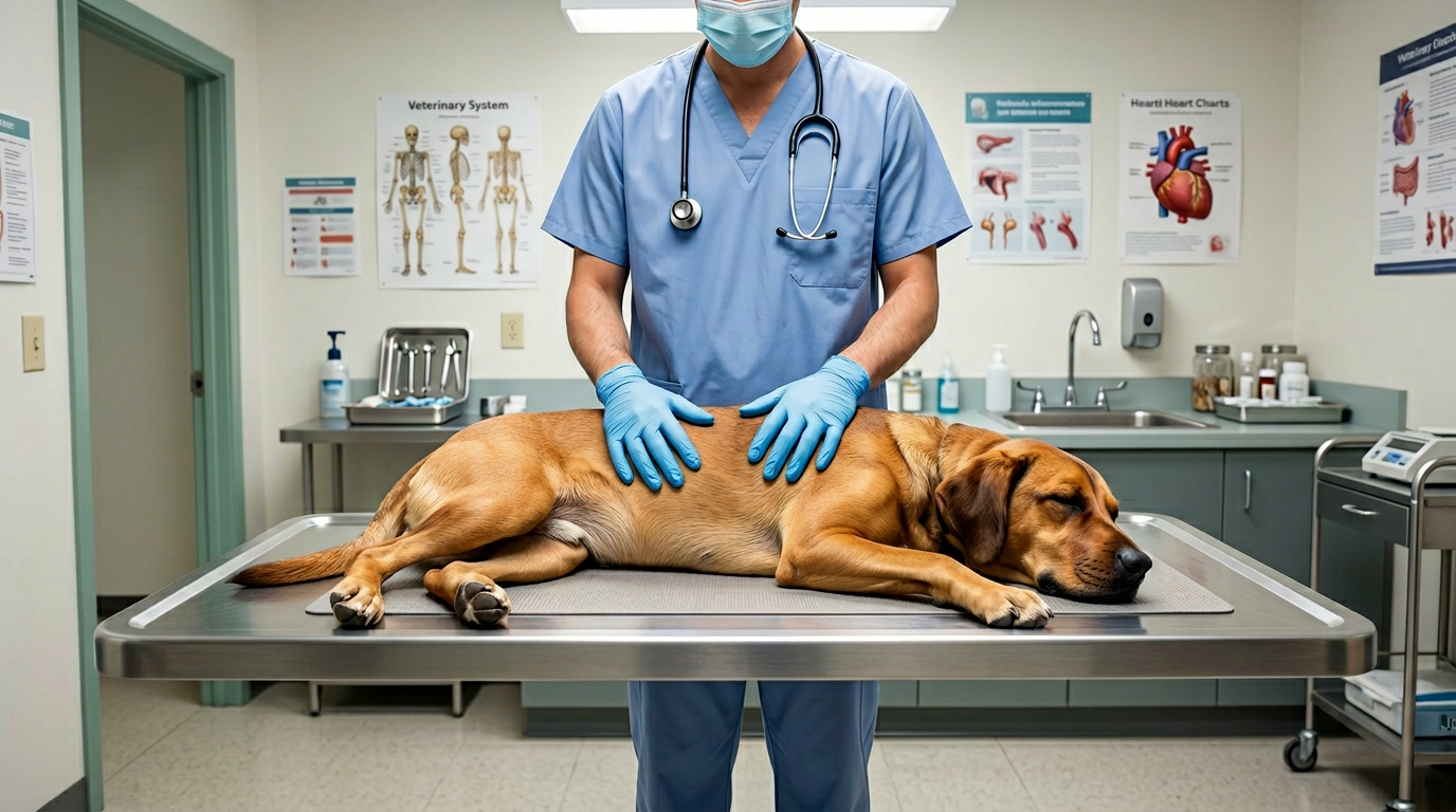 Veterinario monitorizando un paciente sedado de forma segura
